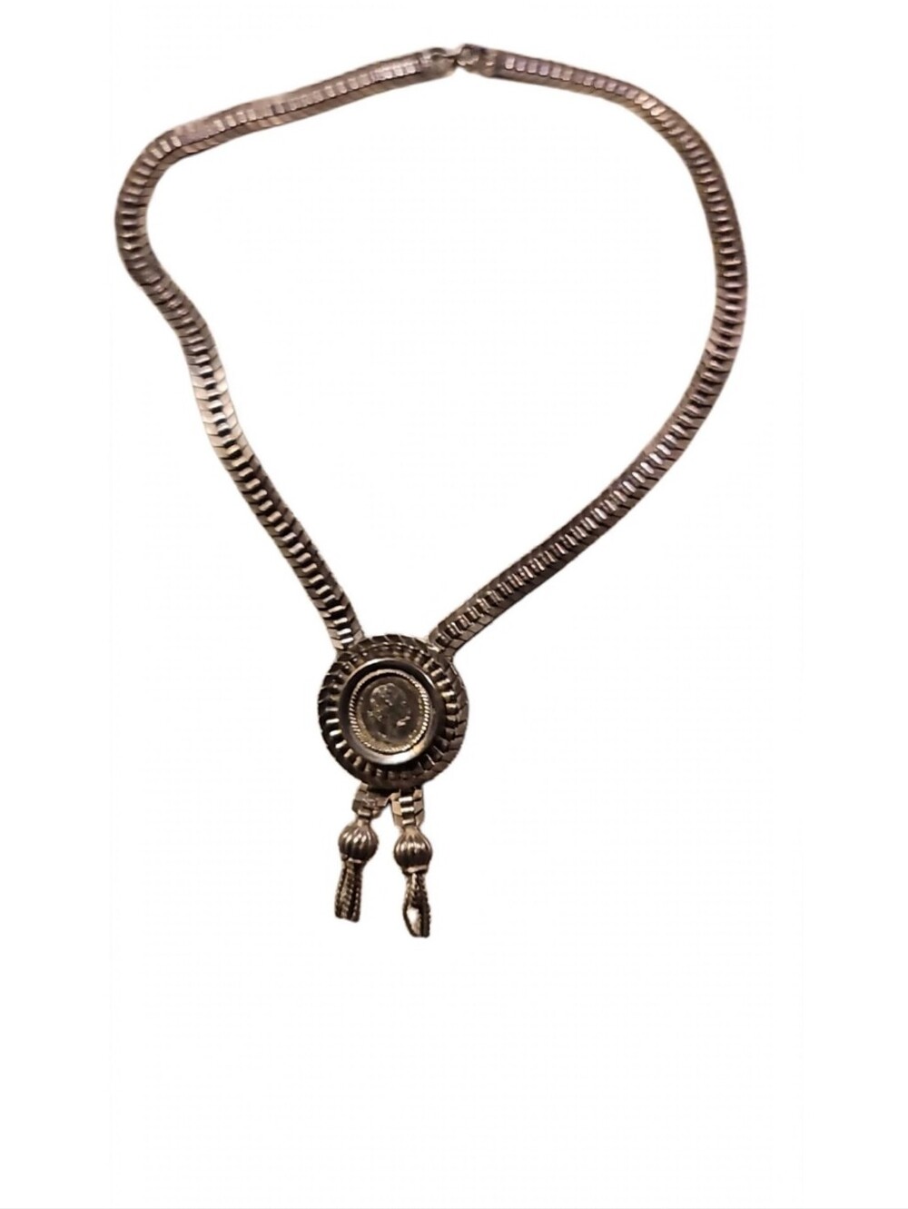 Vintage 925 Silver Franz Joseph Coin Tassel Lariat Necklace 33+ g